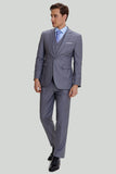 Men's Grey 3 Piece Notched Lapel One Button Prom Suits