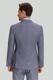 Men's Grey 3 Piece Notched Lapel One Button Prom Suits