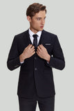 Men's Black Three Piece Wedding Suits with Notched Lapel