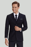 Men's Black Three Piece Wedding Suits with Notched Lapel