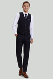 Men's Black Three Piece Wedding Suits with Notched Lapel