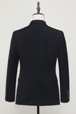 Men's Navy 2 Piece Double Breasted peak lapel Prom Suit