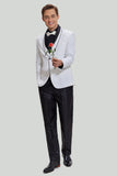 Men's White 3 Piece Shawl Lapel One Button Prom Suits