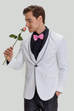 Men's White 3 Piece Shawl Lapel One Button Prom Suits