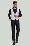 Men's White 3 Piece Shawl Lapel One Button Prom Suits