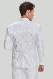 Men's White One Button Satin 2 Piece Shawl Lapel Wedding Suits