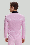 Men's Pink One Button Satin Shawl Lapel 3 Piece Prom Suits