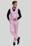 Men's Pink One Button Satin Shawl Lapel 3 Piece Prom Suits