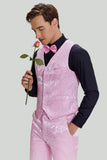 Men's Pink One Button Satin Shawl Lapel 3 Piece Prom Suits