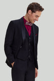 Men's Black 3 Piece Slim Fit Shawl Lapel Homecoming Suit