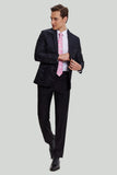 Men's Black Jacquard Satin Notched Lapel Blazer