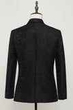 Men's Black Jacquard Satin Notched Lapel Blazer