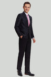 Men's Black Jacquard Satin Notched Lapel Blazer