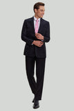 Men's Black Jacquard Satin Notched Lapel Blazer