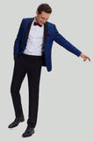 Men's Royal Blue Shawl Lapel 2 Piece Slim fit Prom Suit