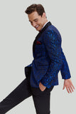 Men's Royal Blue Shawl Lapel 2 Piece Slim fit Prom Suit