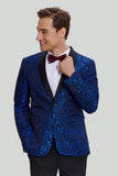 Men's Royal Blue Shawl Lapel 2 Piece Slim fit Prom Suit