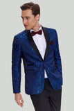 Men's Royal Blue Shawl Lapel 2 Piece Slim fit Prom Suit