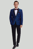 Men's Royal Blue Shawl Lapel 2 Piece Slim fit Prom Suit