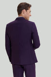 Men's Purple Notched Lapel 3 Piece One Button Suits