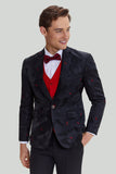 Men's Black Notched Lapel Single Breasted Blazer