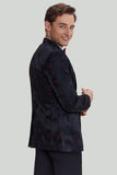 Men's Black Notched Lapel Single Breasted Blazer