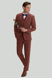 Men's Tan Notched Lapel 3 Piece Single Breasted Notched Lapel Party Suits