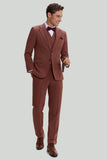 Men's Tan Notched Lapel 3 Piece Single Breasted Notched Lapel Party Suits