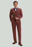 Men's Tan Notched Lapel 3 Piece Single Breasted Notched Lapel Party Suits