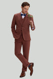 Men's Tan Notched Lapel 3 Piece Single Breasted Notched Lapel Party Suits