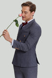 Men's Grey 3 Pieces Peak Lapel Wedding Guest Suit