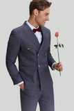 Men's Grey 3 Pieces Peak Lapel Wedding Guest Suit