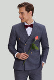 Men's Grey 3 Pieces Peak Lapel Wedding Guest Suit