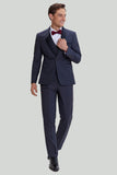 Men's Grey 3 Piece One Button Shawl Lapel Wedding Guest Suit