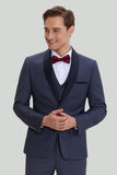 Men's Grey 3 Piece One Button Shawl Lapel Wedding Guest Suit