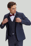 Men's Grey 3 Piece One Button Shawl Lapel Wedding Guest Suit