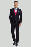 Men's Black Pink 2 Piece Notched Lapel Wedding Suits