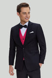 Men's Black Pink 2 Piece Notched Lapel Wedding Suits