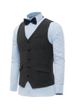 Men's Black Single Breasted Shawl Lapel Suit Vest