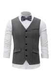 Men's Black Single Breasted Shawl Lapel Suit Vest