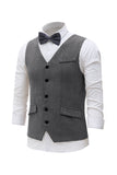 Men's Black Single Breasted Shawl Lapel Suit Vest