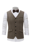 Men's Black Single Breasted Shawl Lapel Suit Vest