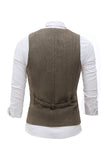 Men's Black Single Breasted Shawl Lapel Suit Vest