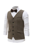 Men's Black Single Breasted Shawl Lapel Suit Vest