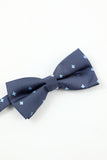 Men's Navy 5-Piece Accessory Set Tie and Bow Tie Pocket Square Flower Lapel Pin Tie Clip