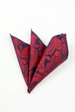 Burgundy Jacquard Men's 5-Piece Accessory Set Tie and Bow Tie Pocket Square Flower Lapel Pin Tie Clip