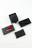 Men's Black Stripe Men's 5-Piece Accessory Set Tie and Bow Tie Pocket Square Flower Lapel Pin Tie Clip