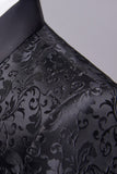 Men's Black Slim Fit Jacquard Shawl Lapel 2 Pieces Wedding Suits