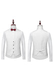 Men's White Slim Fit Jacquard 3 Pieces One Button Wedding Suits