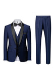 Men's Grey Slim Fit Shawl Lapel 3 Pieces One Button Wedding Suits